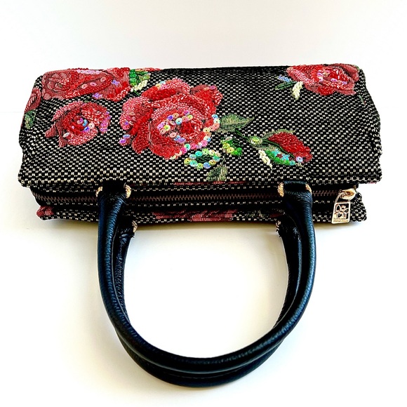Think Bee! Embroidered-Embellished Rose Tapestry Bag - Picture 3 of 11